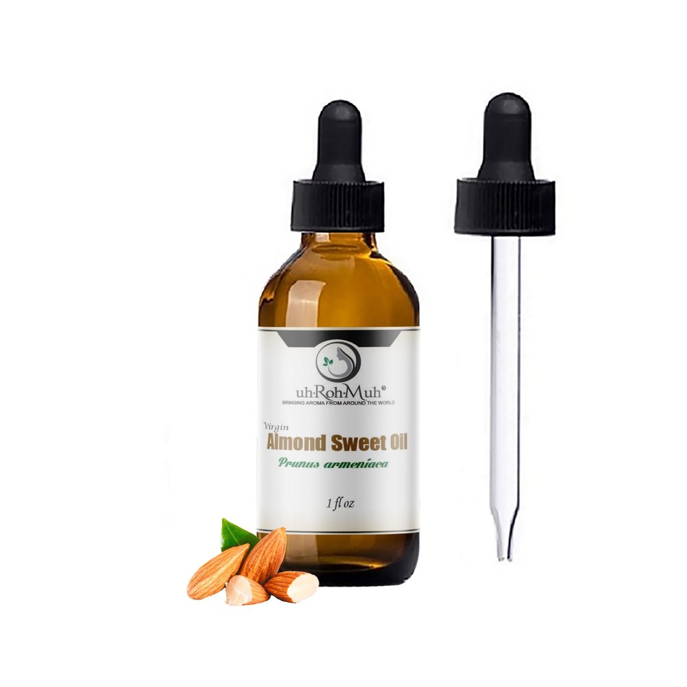 Sweet Almond Carrier Oil Organic (Virgin) - Cold Pressed Prunus Dulcis Kernel Oil for Massage, Skin Hair Care, DIY Cosmetics Soap Making and Aromatherapy Applications - Portugal - 1 Fl Oz