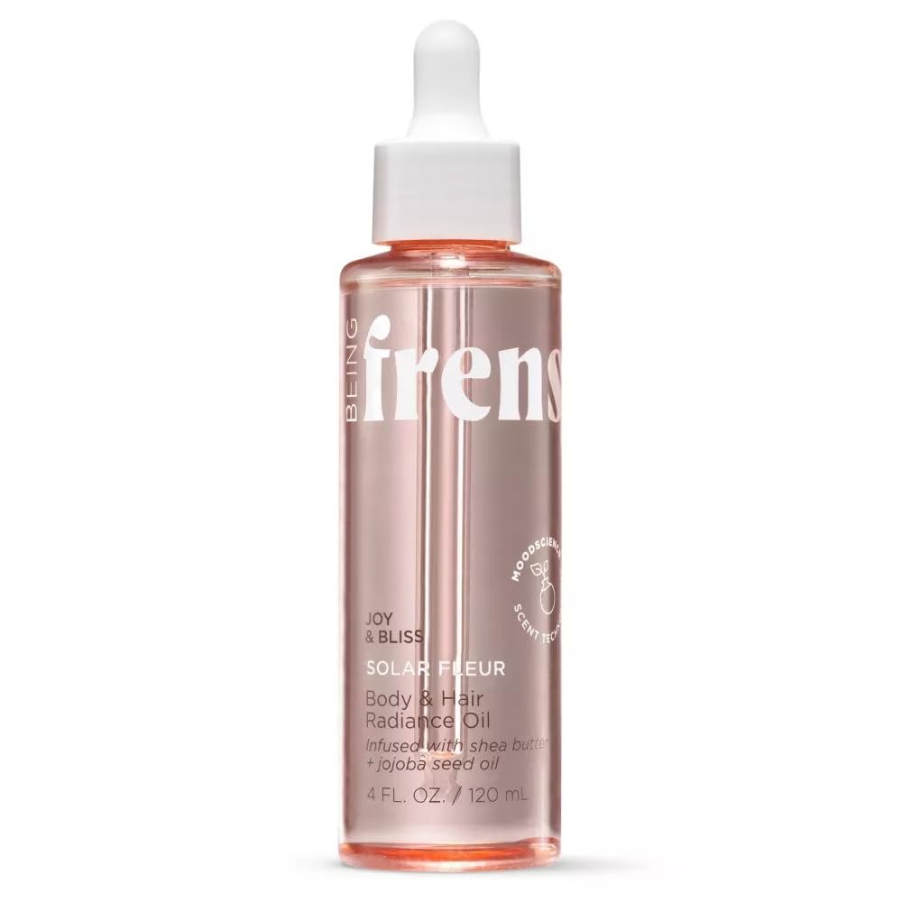 Being frenshe Solar Fleur BODY AND HAIR RADIANCE OIL | Shea Butter with Jojoba and Radiance Oil for Dry Skin & Hair | Comes With Makeup Removal Pads Gift