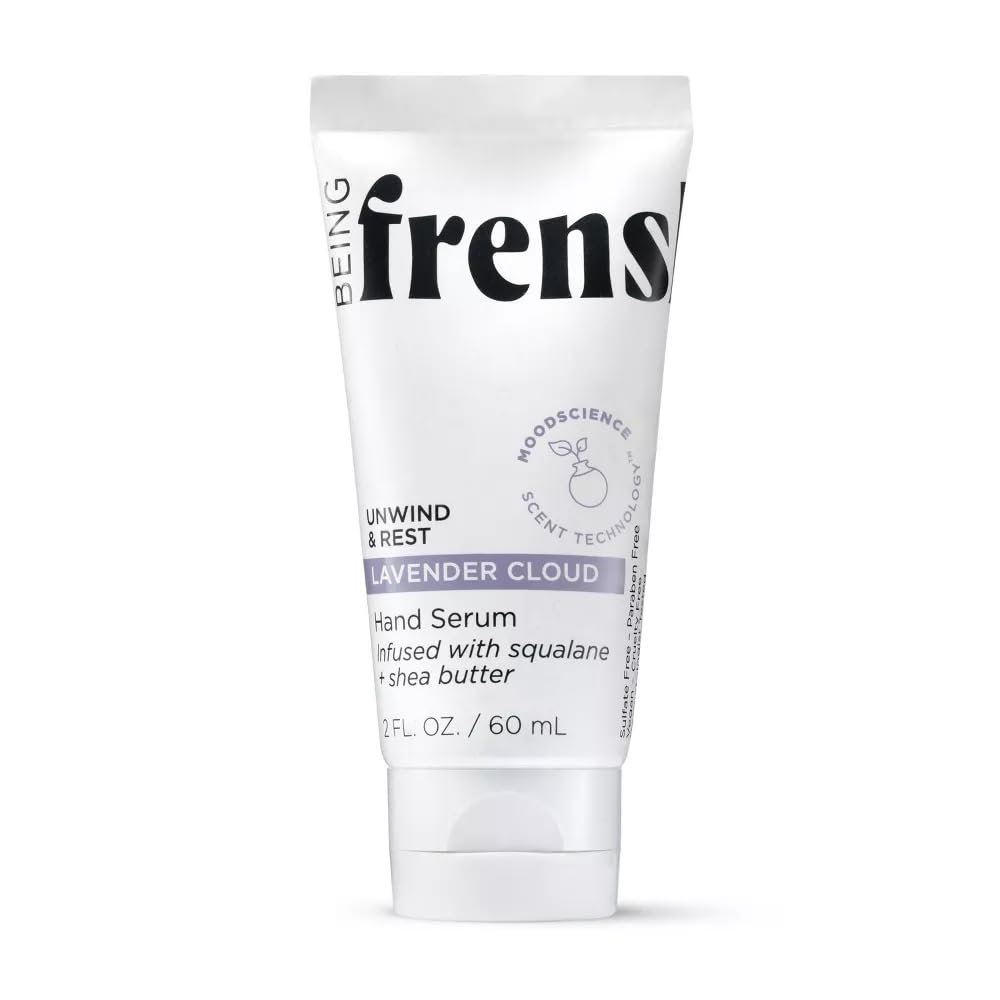 Being Frenshe LAVENDER CLOUD Hydrating Hand Serum Lotion with Squalane & Shea Butter 2 fl oz | Comes With Makeup Removal Pads Gift