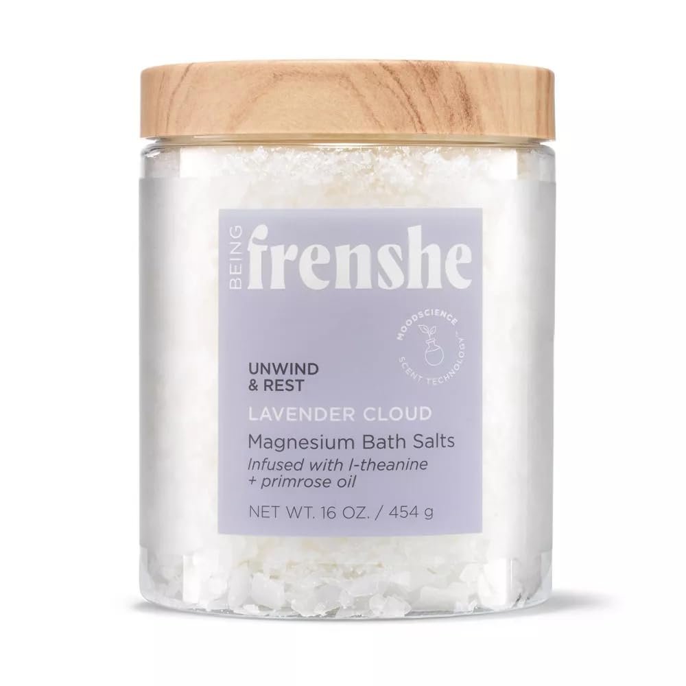 Being Frenshe Lavender Cloud Bath Salts, Magnesium Bath Salts Infused with Essential Oils, Vitamin E & Dong Quai - 16 fl oz / 454g