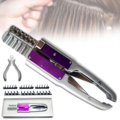 6D Hair Extensions Machine with Pliers, Hair Extension Machine, 5-pin Hair Extension Gun, 4rd Generation No-Trace Seamless Hair Extensions Tools