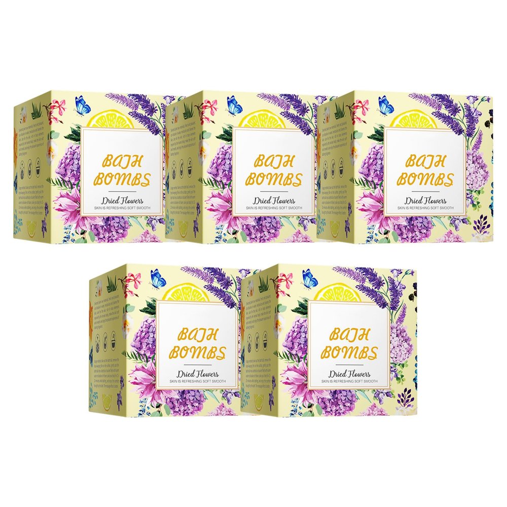 Aislor 5-Pack Aromatherapy Bath Bombs Set, Assorted Herbal & Fruity Scents, Moisturizing Fizzies for Bubble Bath Holiday Festival Gift Lemon One Size