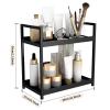 2-layer Desktop Storage Rack, Cosmetic Storage Box, Spice Rack, Kitchen & Bathroom Vanity Storage Rack, Modern Home Organizer (White) view 3