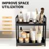 2-layer Desktop Storage Rack, Cosmetic Storage Box, Spice Rack, Kitchen & Bathroom Vanity Storage Rack, Modern Home Organizer (White) view 4