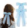 2PCS Hair Bows for Women Girls, Blue Bow Hair Clips Cute Big Ribbon with Long Tail Hair Ribbons, Stylish Bow Clips for Hair Accessories for Women Girls Toddlers Teens Kids view 1