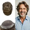 Toupee For Men Hair Pieces Hair Prosthesis Units Replacement System For Men French Lace Mens Toupee HairPiece #510 Light-Med Brown+10% Gray-100% Light to Med-Light Density 6"x9" view 1