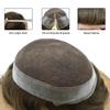 Toupee For Men Hair Pieces Hair Prosthesis Units Replacement System For Men French Lace Mens Toupee HairPiece #510 Light-Med Brown+10% Gray-100% Light to Med-Light Density 6"x9" view 3