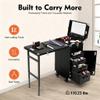 BYOIPLOI Rolling Manicure Table 5 Drawers Makeup Case, Professional Rolling Travel Nail Desk, Foldable Nail Tables Travel Cosmetic Trolley Storage Organizer for Hairdressers, Makeup Artists (Black) view 2