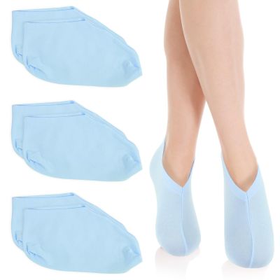 6-Pack Blue Spa Cotton Socks, Reusable Hydrating Socks, Cotton Blend Breathable Foot Mask Sleeves for Dry, Cracked Feet Relief, Overnight Moisturizing Foot Care, Home SPA Therapy(Blue)