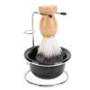 Brrnoo Mens Shaving Brush Set, 3 Pcs Grooming Set of Shaving Brush Stand and Bowl for Wet Shave view 1