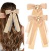 2PCS Hair Bows for Women Girls, Khaki Bow Hair Clips Cute Big Ribbon with Long Tail Hair Ribbons, Stylish Bow Clips for Hair Accessories for Women Girls Toddlers Teens Kids view 1