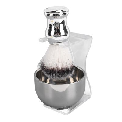 Brrnoo Shaving Brush Set for Men, 3pcs Shaving Set Includes Hair BrushesStainless Steel Bowl and Brush Stand, Premium Grooming Gift for Husband, Dad