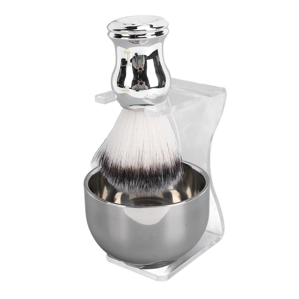 Brrnoo Shaving Brush Set for Men, 3pcs Shaving Set Includes Hair BrushesStainless Steel Bowl and Brush Stand, Premium Grooming Gift for Husband, Dad