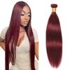 Straight Bundles Human Hair 32 Inch Burgundy Color #99j Wine Red Single Bundle Human Hair Straight Weave 100g Per 1 Bundle Virgin Hair Extensions for Black Woman view 1
