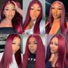 Straight Bundles Human Hair 32 Inch Burgundy Color #99j Wine Red Single Bundle Human Hair Straight Weave 100g Per 1 Bundle Virgin Hair Extensions for Black Woman view 3