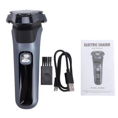 Brrnoo Electric Shaver for Men, Rechargeable Electric Razors with 3D Floating Heads for Face Beard, Close, Clean Shaving, LED Display Beard Trimmer for Mens Gift (English Version)