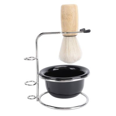 Brrnoo Shaving Brush Grooming Kit Synthetic Hair Stainless Steel Stand Shaving Brush Bowl Stand Set for Men Wet Shave