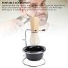 Brrnoo Shaving Brush Grooming Kit Synthetic Hair Stainless Steel Stand Shaving Brush Bowl Stand Set for Men Wet Shave view 3