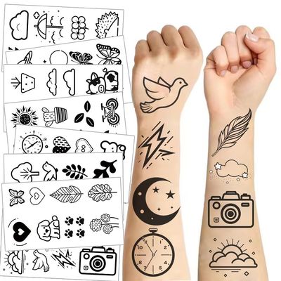 10 Sheets Black and White Temporary Tattoos for Adult,Bulk Tattoos for Prizes Goody Bag Stuffers Great for Parties and Everyday Wear,Gifts for Women and Man (Black White)