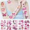 10 Sheets Pink Temporary Tattoos stickers for Adult,Birthday Party Favors Decorations Cute Y2k Iridescent Cartoon Fake Tattoo Stickers for Rewards,Gifts,sticker collectors,DIY lovers(Pink Tattoo) view 3