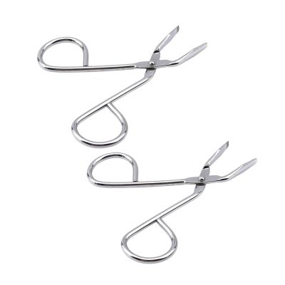 2Pcs Silver Stainless Steel Eyebrow Scissors Tweezers,Elbow Pliers Clip Scissors,Flat Tip Hair Plucker Hair Removal Tweezers, Shave and Hair Removal