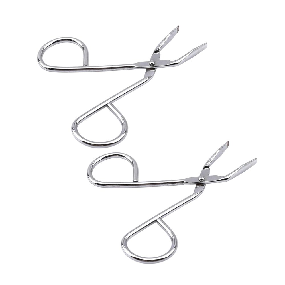 2Pcs Silver Stainless Steel Eyebrow Scissors Tweezers,Elbow Pliers Clip Scissors,Flat Tip Hair Plucker Hair Removal Tweezers, Shave and Hair Removal