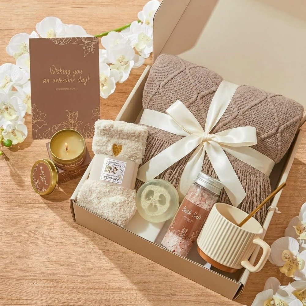 Get Well Soon Gift Basket Self Care & Feel Better Care Package, Postpartum Thinking of You Box, Inspirational New Mom Gift for Women
