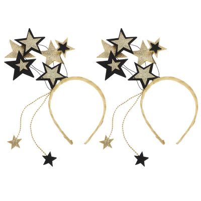 2pcs Glitter Star Headband - Sequin Star Decor Girls Hairbands - Festive Party Hair Accessory For Birthday And New Year Holiday Decoration