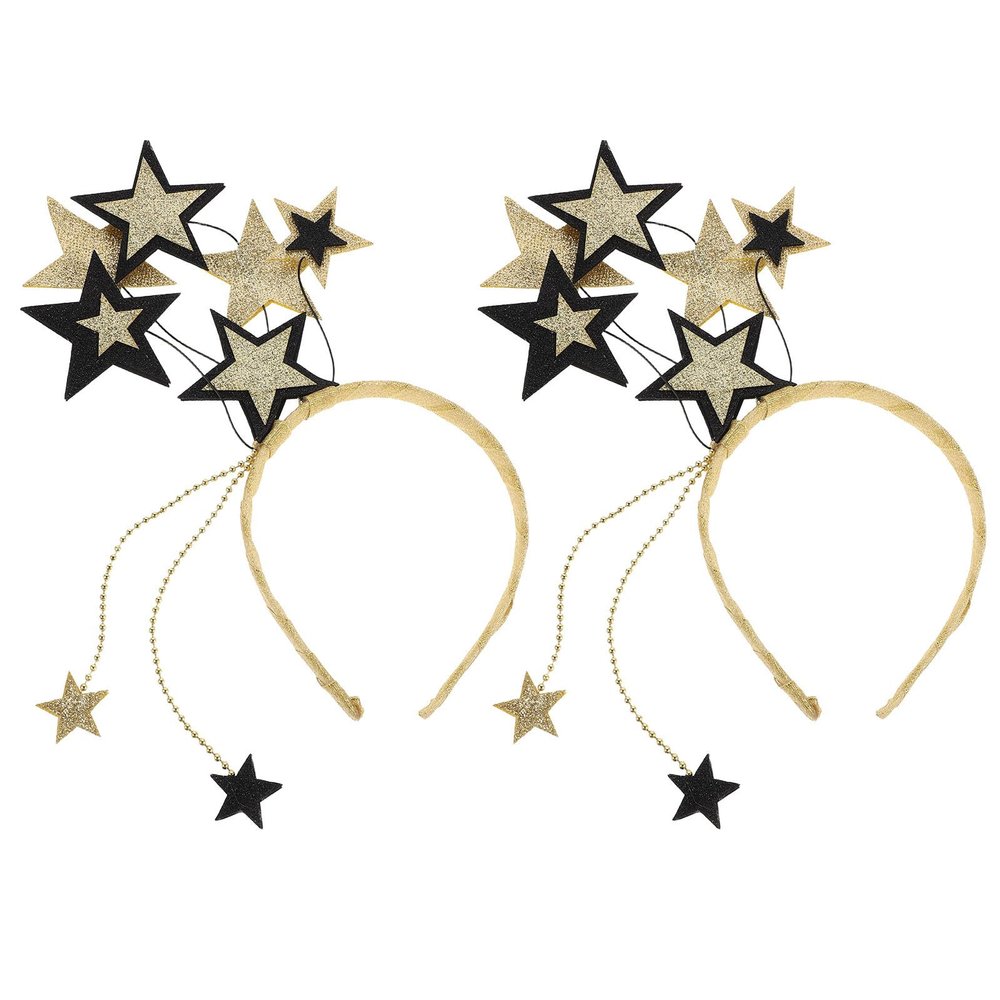 2pcs Glitter Star Headband - Sequin Star Decor Girls Hairbands - Festive Party Hair Accessory For Birthday And New Year Holiday Decoration