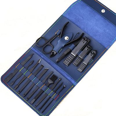 ASWRTYJO Nail Clippers Suit 16Pieces Scissors Fold Bag-Beauty Manicure File Tool(D)
