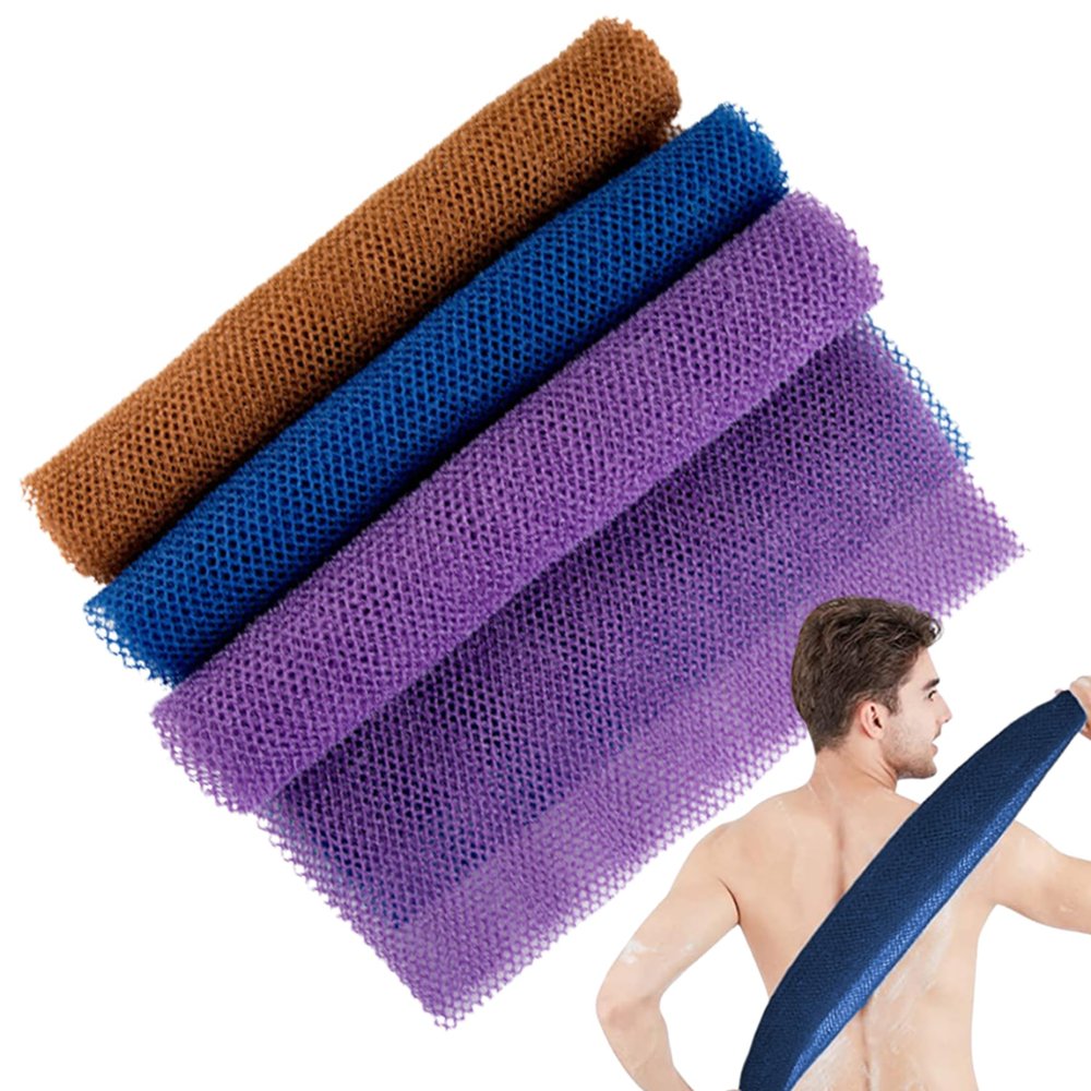 African Net Sponge 3Pcs Labor-Saving Long Widen African Net Cloth Mesh Foldable Exfoliating Sponge for Men Women Without Hand Rope...