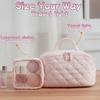 180 Wide Open Travel Makeup Bag, Large Capacity Portable Makeup Bag with Handle, Lightweight Waterproof Organizer for Toiletries & Brushes with Compartments (White) view 2