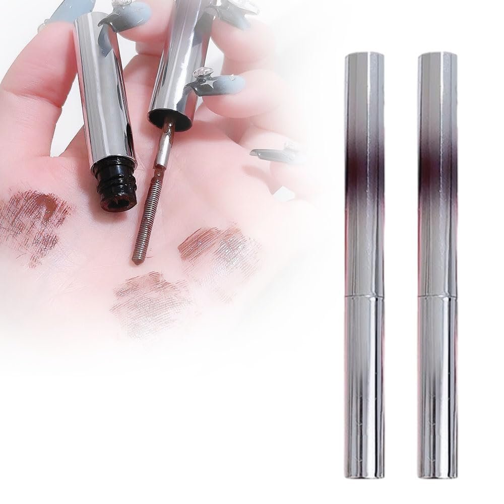 2pcs Iron Wand Mascara, 2026 Upgraded Waterproof Black Washable Metal Mascara, Metal Rod Mascaras, Long Lasting Lash Extensions Mascaras, Metals Wand Mascar, 3D Curling Eyelash Iron Mascar (Brown)