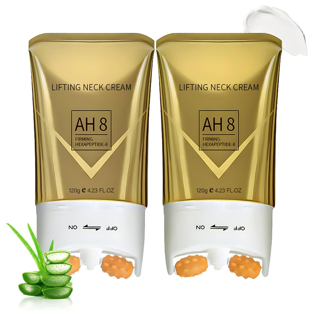 PEAQ SKIN, PEAQ Neck Firming Cream, PEAQ AH-8 Firming Lifting Neck Cream with Roller, Lifting Loose Skin, Smooths Wrinkles & Moisturizing Skin Care (2)