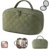 180 Wide Open Travel Makeup Bag, Large Capacity Portable Makeup Bag with Handle, Lightweight Waterproof Organizer for Toiletries & Brushes with Compartments (Green) view 1