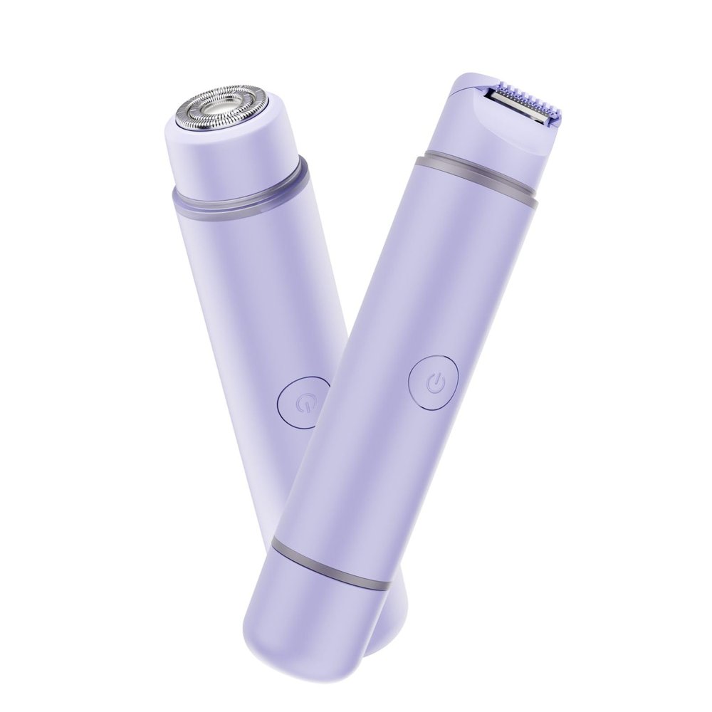 2-in-1 Bikini Trimmer for Women - Painless Electric Razors,Cordless Body Shaver for Trip,Replaceable Lady Facial Razor, IPX7 Waterproof&Easy Cleaning,USB Charge Dock Pink