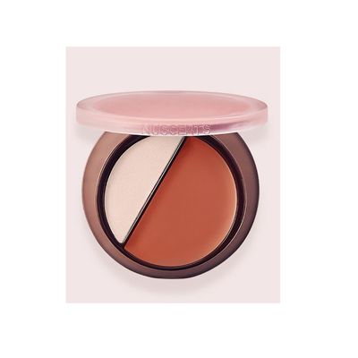 1 PC Nuscents Blush & Highlighter Palette, Multi Purpose 2 Color Facial Blusher Cream & Makeup Highlighter (#Gauv)