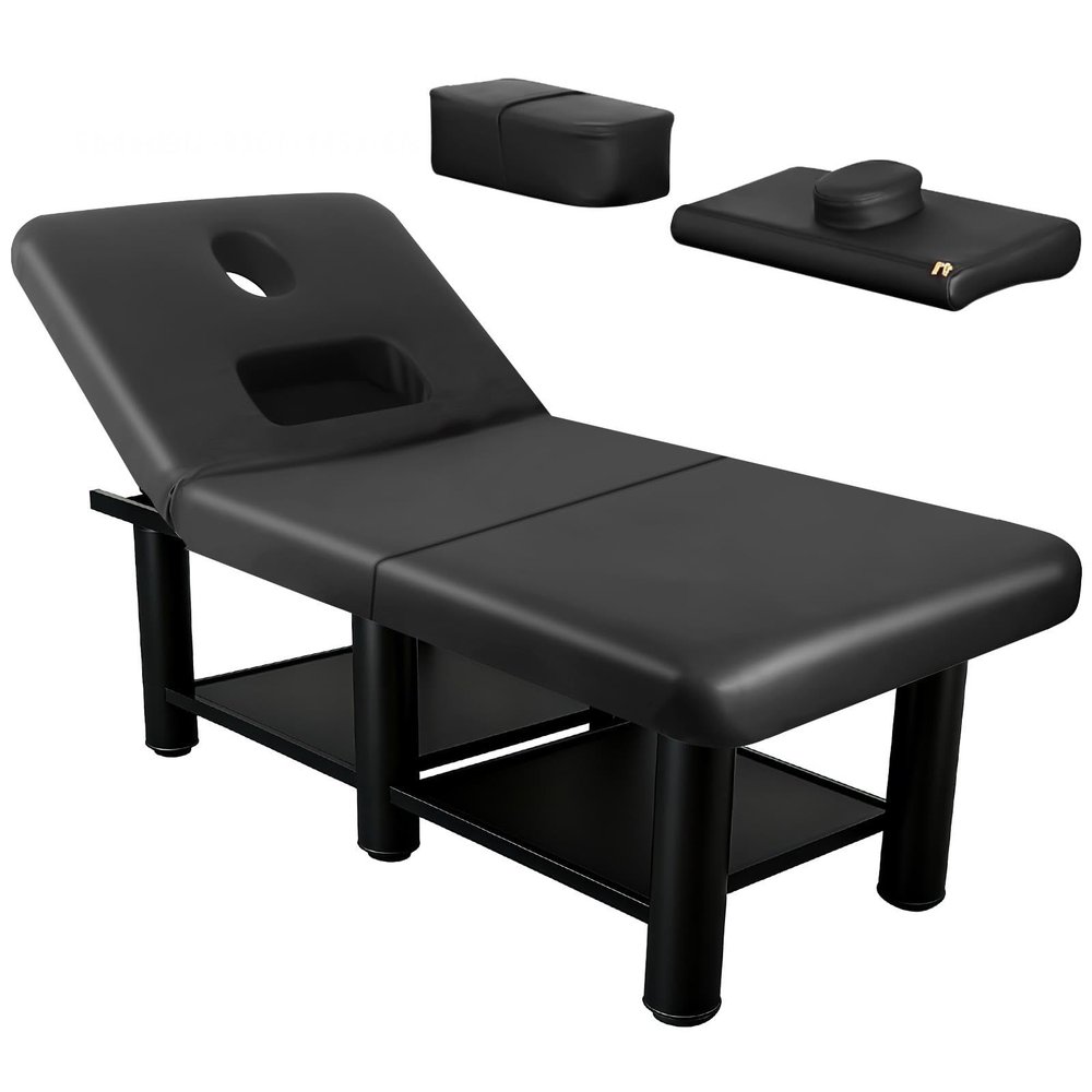 Heavy Duty Massage Table, 1200lbs 4.3in Thicknesses Professional Massage Bed with Adjustable Backrest, Metal Frame PU Leather Esthetician Bed with 6 Column Feet, for Physical Therapy