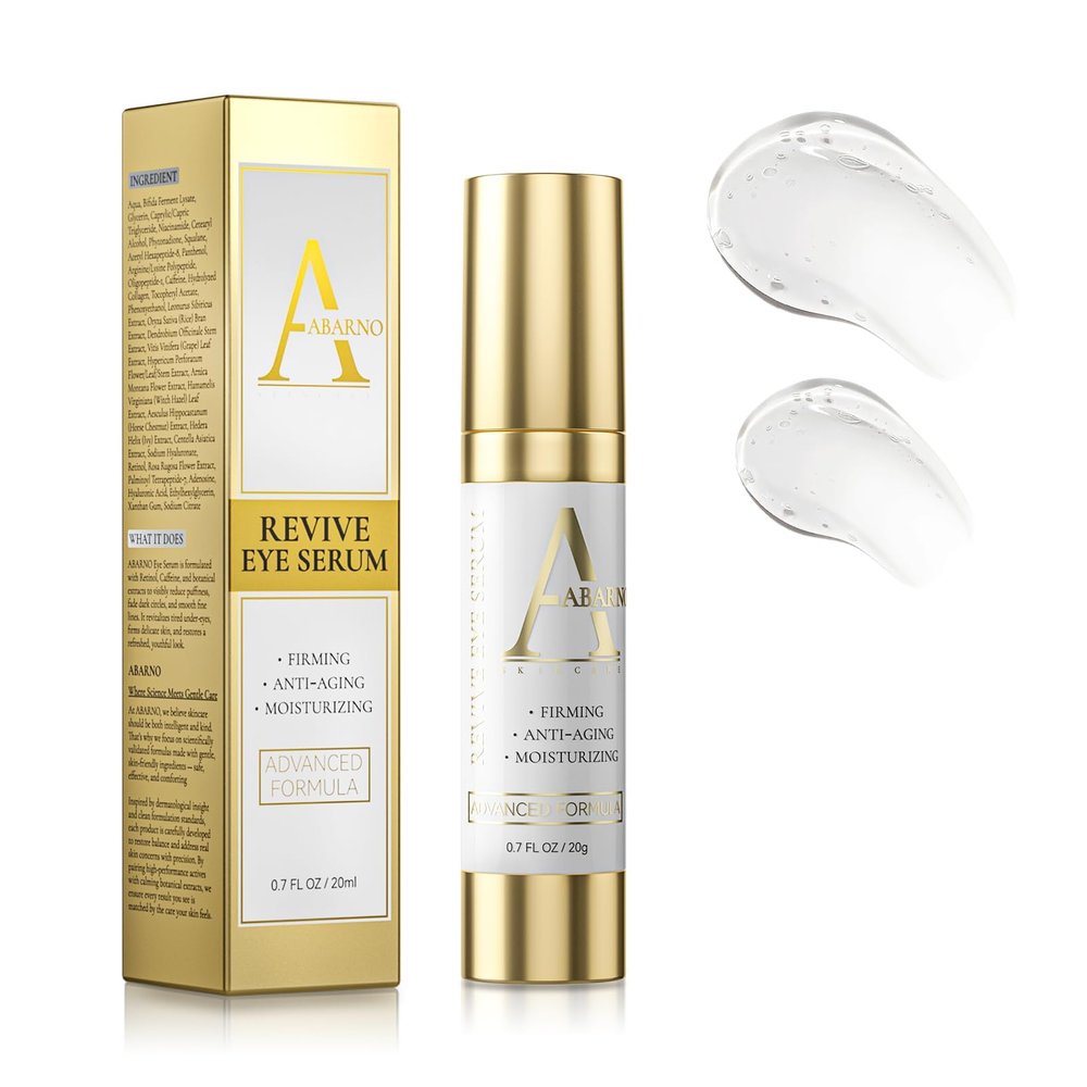 Abarno Hydrating Eye Serum for Dark Circles and Puffiness  Caffeine, Retinol, Niacinamide, Peptides  Anti-Wrinkle, Firming, Smooths Fine Lines  Under Eye Treatment  0.7 fl. oz