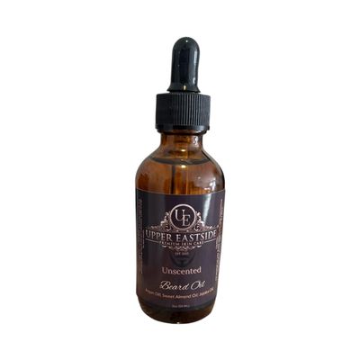 Upper EastSide Premium Unscented Beard Oil with Sweet Almond Oil and Jojoba, 2oz Glass Bottle, Natural Grooming Care (Unscented)