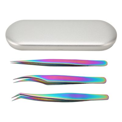 3PCS Eyelash Extension Tweezer Set Stainless Steel Anti Precision Pimple Tweezers for Professional Makeup Artists and Beauty Enthusiasts