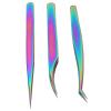 3PCS Eyelash Extension Tweezer Set Stainless Steel Anti Precision Pimple Tweezers for Professional Makeup Artists and Beauty Enthusiasts view 3