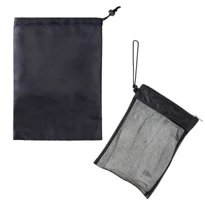 10-Piece Black Mesh Shower Bag Set with Organizer Caddy, Suction Cup, Zipper, and Drawstring Pouches