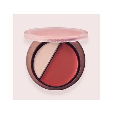 1 PC Nuscents Blush & Highlighter Palette, Multi Purpose 2 Color Facial Blusher Cream & Makeup Highlighter (#watermelo)