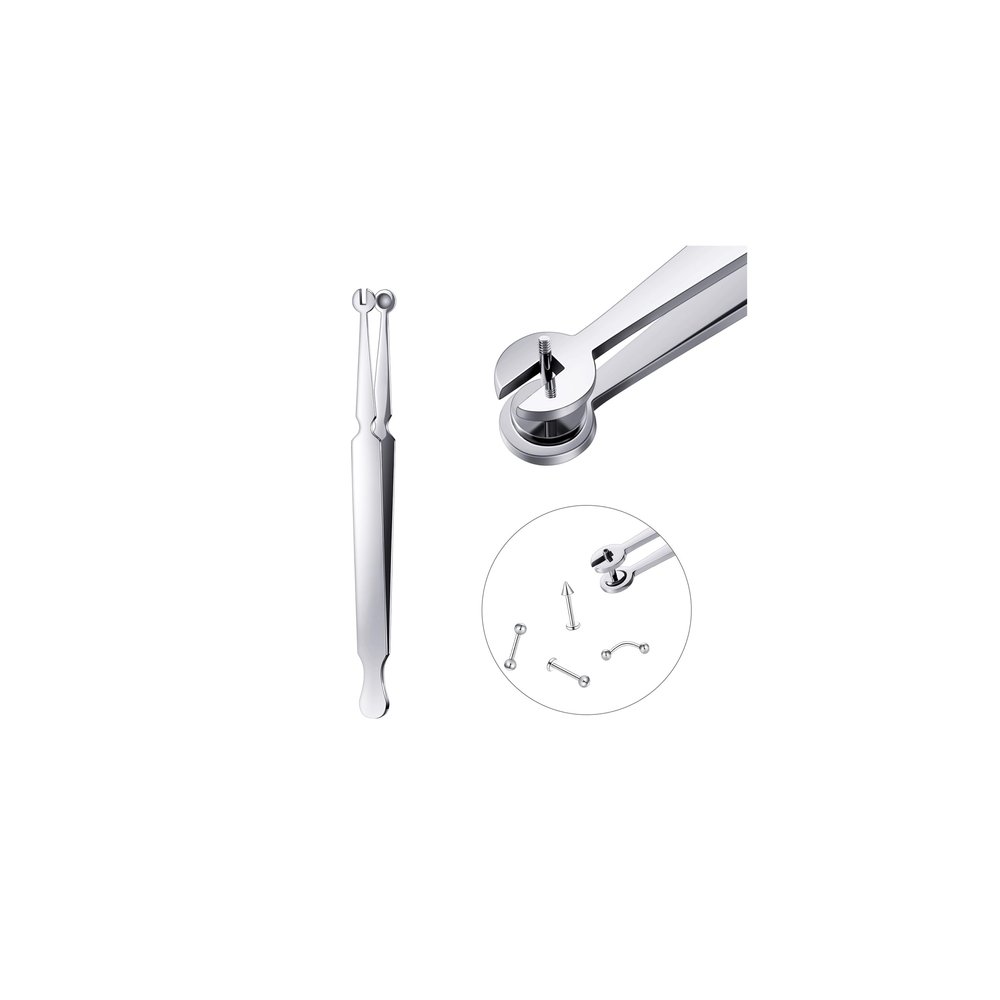 Beautidots Multi-Purpose Piercing Clamp Tool Piercing Removal Tools Stainless Steel Catch Barbell Tweezers for Cartilage Labret Lip Studs Flat Back Earrings Holders Changing Jewelry Assistant Tool