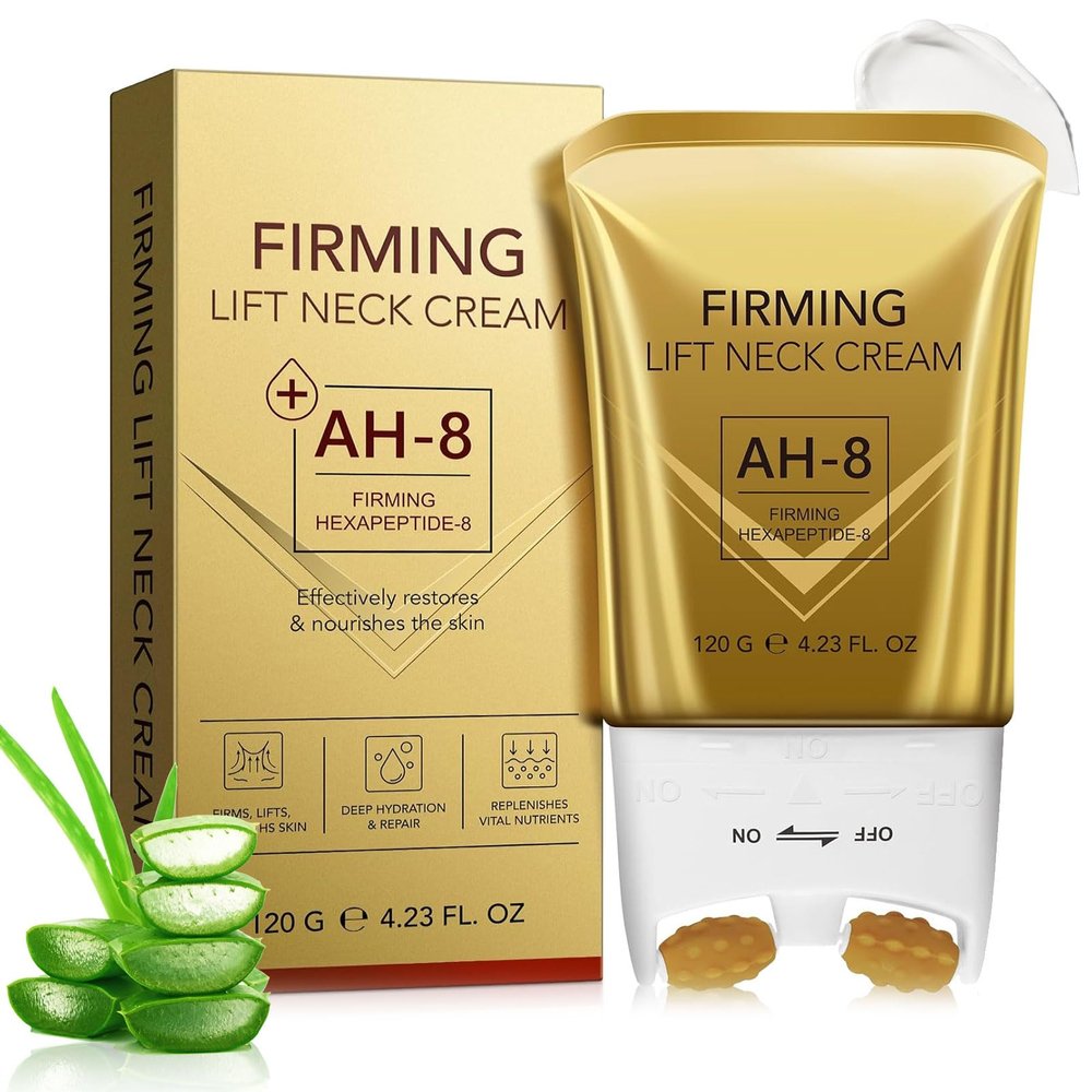 PEAQ SKIN, PEAQ Neck Firming Cream, PEAQ AH-8 Firming Lifting Neck Cream with Roller, Lifting Loose Skin, Smooths Wrinkles & Moisturizing Skin Care (1)