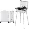 UWYTGF Maletn De Maquillaje Con Ruedas, De Aluminio, Con Luces Led, Ideal para Estudios De Maquillaje Profesional. Incluye Soporte, Luces, Rayas Plateadas, 24 Pulgadas. view 1