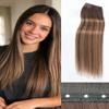 YDDM Double Invisible PU OVO Butterfly Weft Human Hair Extensions 20in Remy Human Hair Glueless Micro Beads Heat-Friendly Secure for Women Daily (Chocolate Brown Mixed Honey Blonde) view 1