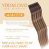 YDDM Double Invisible PU OVO Butterfly Weft Human Hair Extensions 20in Remy Human Hair Glueless Micro Beads Heat-Friendly Secure for Women Daily (Chocolate Brown Mixed Honey Blonde) view 2
