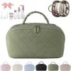 180 lay Flat Makeup Bag for Women, Large Capacity Waterproof Machine Washable Open Flat Toiletry with 5 Divider and Handle for Travels & Daily (Green) view 1